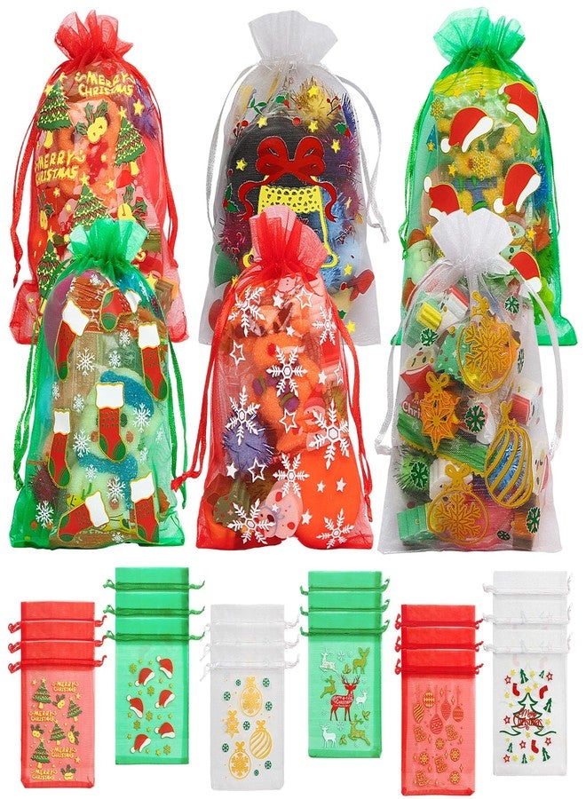 WorldBazaar 30PCS Christmas Organza Bags 4 x 6 Small Christmas Candy Bags with Drawstring Goodie Bags for Wedding Holiday Party Decoration - Image 2